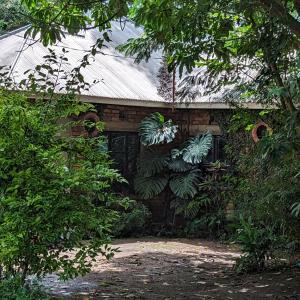 a brick building with a door and some plants at Arusha Holiday Safari in Arusha