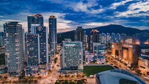 a view of a city with tall buildings at Centum Convention Hotel In Centum in Busan