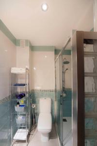 a bathroom with a toilet and a shower at SJE - Shiny apartment close to the river in Seville