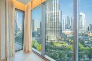 Nespecifikovaný výhled na destinaci Dubaj nebo výhled na město při pohledu z apartmánu