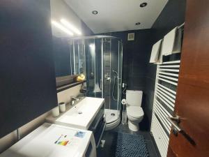 シサクにあるApartments Onyxのシャワー、トイレ、洗面台を備えたバスルーム