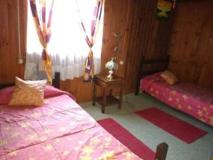 a bedroom with two beds and a window at Arriendo casa Verano Pucón in Pucón