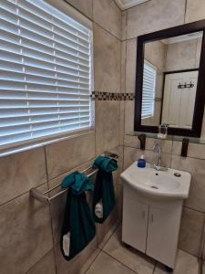 La salle de bains est pourvue d'un lavabo et d'un miroir. dans l'établissement A Time And A Place, à Plettenberg Bay
