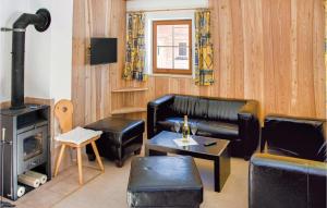エーベンゼーにあるStunning Home In Ebensee With 4 Bedrooms, Sauna And Internetのリビングルーム(革張りのソファ、コンロ付)