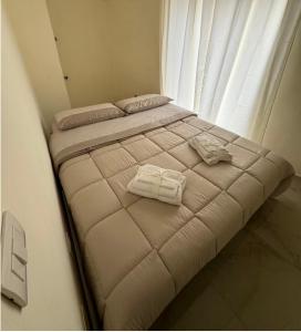 トッレ・アンヌンツィアータにあるLa casa di Venereのタオル2枚が備わるドミトリールームのベッド1台分です。