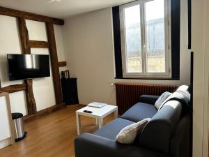 un soggiorno con divano e TV di L'indus chic a Bourges