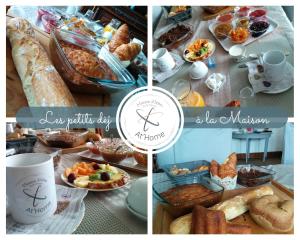 a collage of pictures of a table with breakfast food at Maison d'hôtes "At'Home" in Ault +65 photos