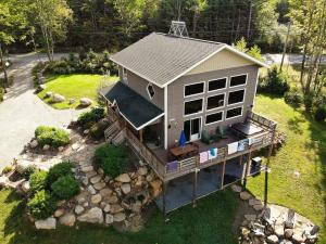 an overhead view of a house with a garden at Stunning Views, Luxury, Near Whiteface,Lake Placid in Wilmington +59 photos