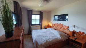 TV a/nebo společenská místnost v ubytování Lechbruck am See Feriendorf Hochbergle Haus 36