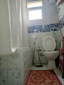 a bathroom with a toilet and a window at Spring house in Qaryat Shākūsh