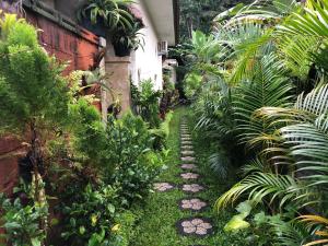 um jardim com plantas e um passadiço em Private Villa 2 bedrooms with private pool em Ubud