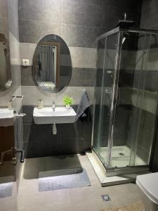 a bathroom with a shower and a sink at Magnifique Appart OCEAN BLEU in Dakar