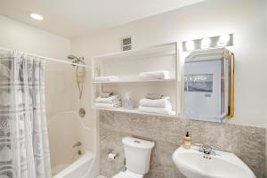 a bathroom with a sink and a toilet and a shower at Great Barrington Getaway Lake Access, Water Views in Great Barrington