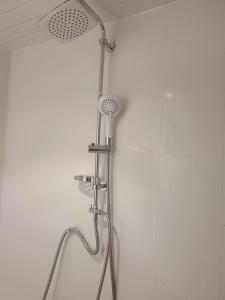 a shower with a shower head in a bathroom at GATWICK SINGLE ROOM. (GR3). West Sussex in Ifield