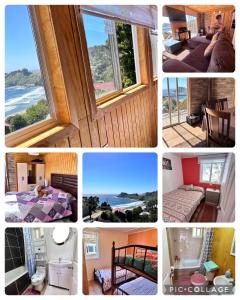 un collage di foto di una camera d'albergo di Cabañas Emma Maicolpue a Osorno
