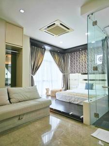 Voodi või voodid majutusasutuse Pearl Rice Garden Japanese Style 米樂坊頂層日式高级公寓 toas