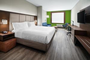 Pokój hotelowy z dużym łóżkiem i telewizorem w obiekcie Holiday Inn Express & Suites Midland Loop 250, an IHG Hotel w mieście Midland