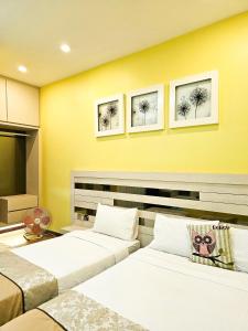 Voodi või voodid majutusasutuse Pearl Rice Garden Japanese Style 米樂坊頂層日式高级公寓 toas