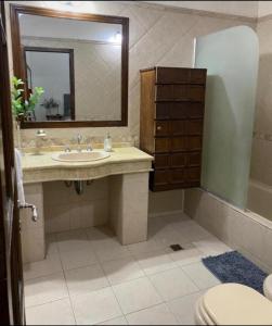 a bathroom with a sink and a mirror at Casa en el centro LA Rioja in La Rioja +8 photos