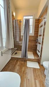 a bathroom with a shower and a toilet at Le Royat Palace #Therme#Confort - Meublé classé 3étoiles in Royat