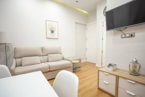 a living room with a couch and a flat screen tv at Ideal flat in the Retiro area - C5 in Madrid