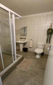 bagno con servizi igienici e lavandino di Ash River Lodge a Clarens