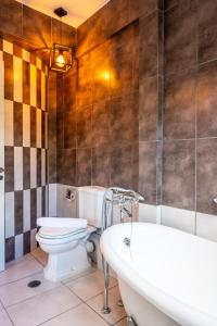 ein Badezimmer mit Toilette und Badewanne in der Unterkunft Porto Rafti Hideaway in Porto Rafti