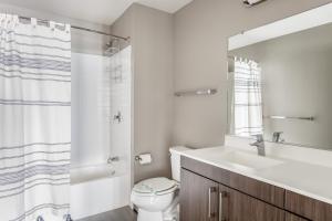 a bathroom with a sink and a toilet and a mirror at North Station 2br w wd gym nr TD Garden BOS-327A in Boston