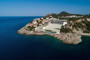 an aerial view of an island in the water at Rixos Premium Dubrovnik in Dubrovnik