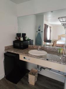 a bathroom with a sink and a mirror at San Francisco Inn in San Francisco