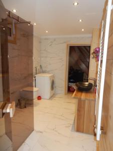 uma casa de banho com um WC e um lavatório em KRETZSCHMAR´S HÜTTE em Hochrindl