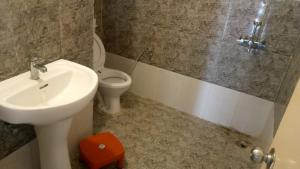 a bathroom with a sink and a toilet at Bayweaver nests homestay in Royal plaza 905 in Lucknow