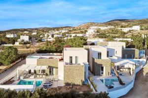 an aerial view of a villa with a swimming pool at Helius Villas in Aliki