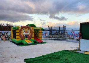 un parque infantil con un león en una estructura de juego en Gojim Casa Rural, en Armamar