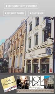 a collage of pictures of a hotel and buildings at Hôtel Restaurant L'Industrie in Saint-Omer