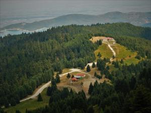 an aerial view of a house on a hill with trees at Philoxenia in Kavála