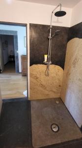 Habitación con ducha en la esquina de una habitación en le gîte des remparts en Aywaille