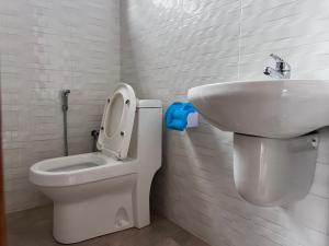 een badkamer met een toilet en een wastafel bij Dodoma Home Apartments in Dodoma