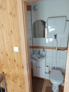 a bathroom with a toilet and a sink at ubytovanie v súkromí červenka in Liptovská Teplička