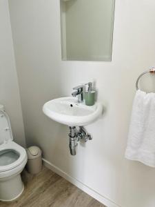 a bathroom with a sink and a toilet at Feel at Home Mbombela Self Catering in Nelspruit