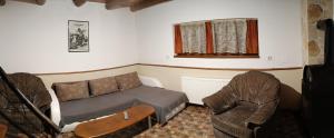 - un salon avec un canapé et un lit dans l'établissement Vila Decebal, à Râșnov