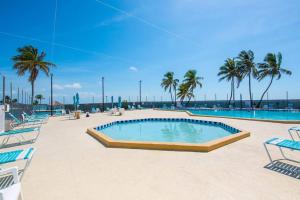 una piscina con tumbonas y palmeras en Tree Top Paradise, en Cudjoe Key
