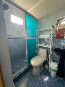 サン・アンドレスにあるPosada Faych Houseのトイレ、シャワー、洗面台を備えたバスルーム +24枚の写真