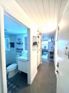 a bathroom with a toilet and a sink at Sapphire Shores- Oceanfront at Symphony Beach Club in Ormond Beach
