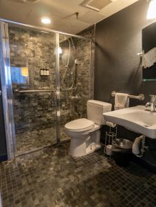 La salle de bains est pourvue de toilettes, d'une douche et d'un lavabo. dans l'établissement The Clarendon Hotel and Spa, à Phoenix