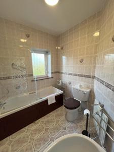 łazienka z wanną, toaletą i umywalką w obiekcie PK Lodge B&B w mieście Skibbereen