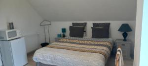 シノンにあるChez Elisaのベッドルーム(ベッド1台、テレビ付)