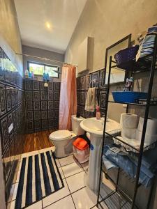 een badkamer met een toilet en een wastafel bij Casa Cariad ,Home away from home by Playa Bejuco in Parrita