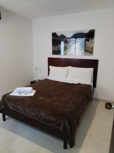 a bedroom with a large bed with two pillows at Villalba Boutique Hotel in Valledupar