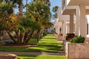 a walkway in front of a building with palm trees at Alua Suites Fuerteventura - All Inclusive in Corralejo